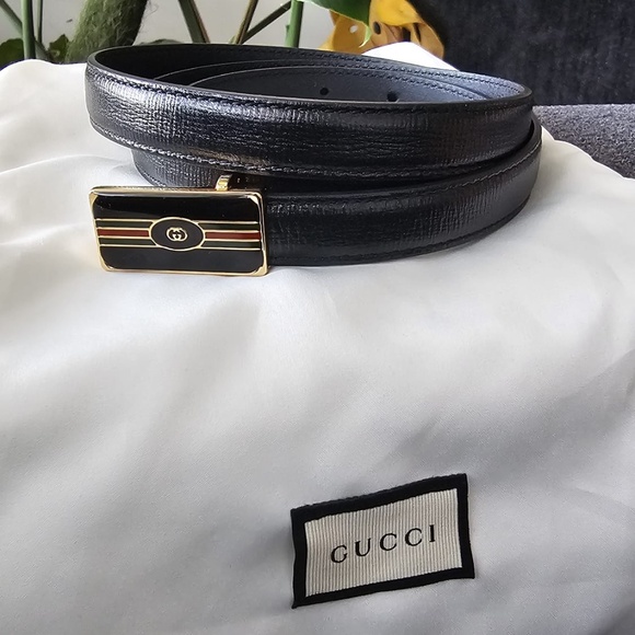Gucci Black Skinny Belt main image 4